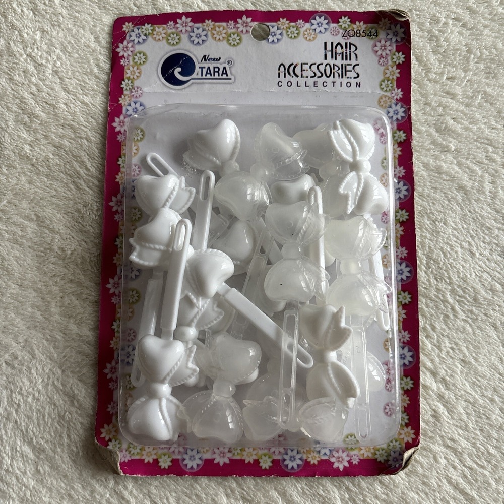 NWT Kids Bow Hair White Clear New‎ Tara Vintage Barrettes Coquette Clips 18 Pack